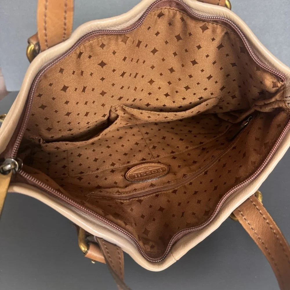 Fossil Explorer X-Large Foldover Crossbody Tote Brown Multicolor -
